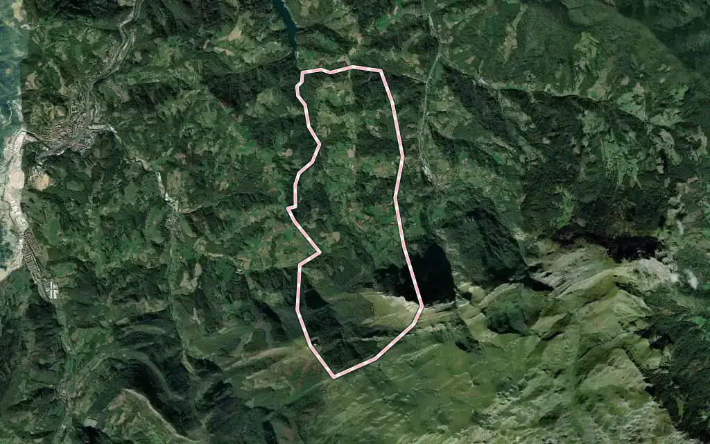 Vista satélite de Abaltzisketa con su contorno administrativo