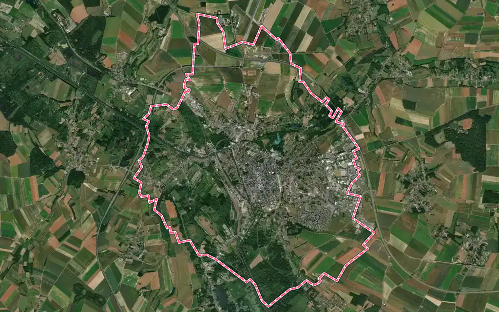 Vue satellite de Abbeville avec ses contours administratifs