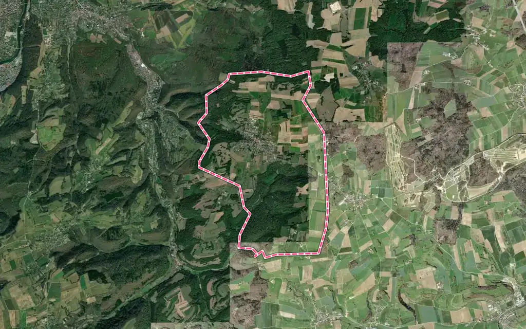Vue satellite de Abbévillers avec ses contours administratifs