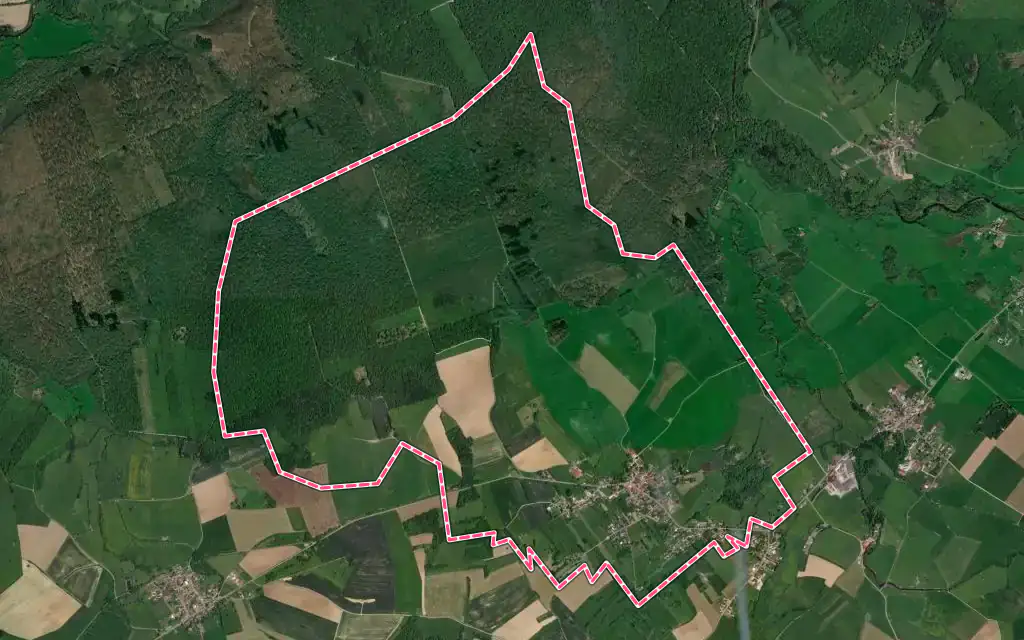 Vue satellite de Abelcourt avec ses contours administratifs