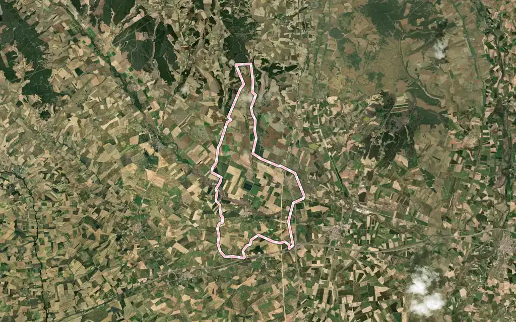 Vista satélite de Abia de las Torres con su contorno administrativo