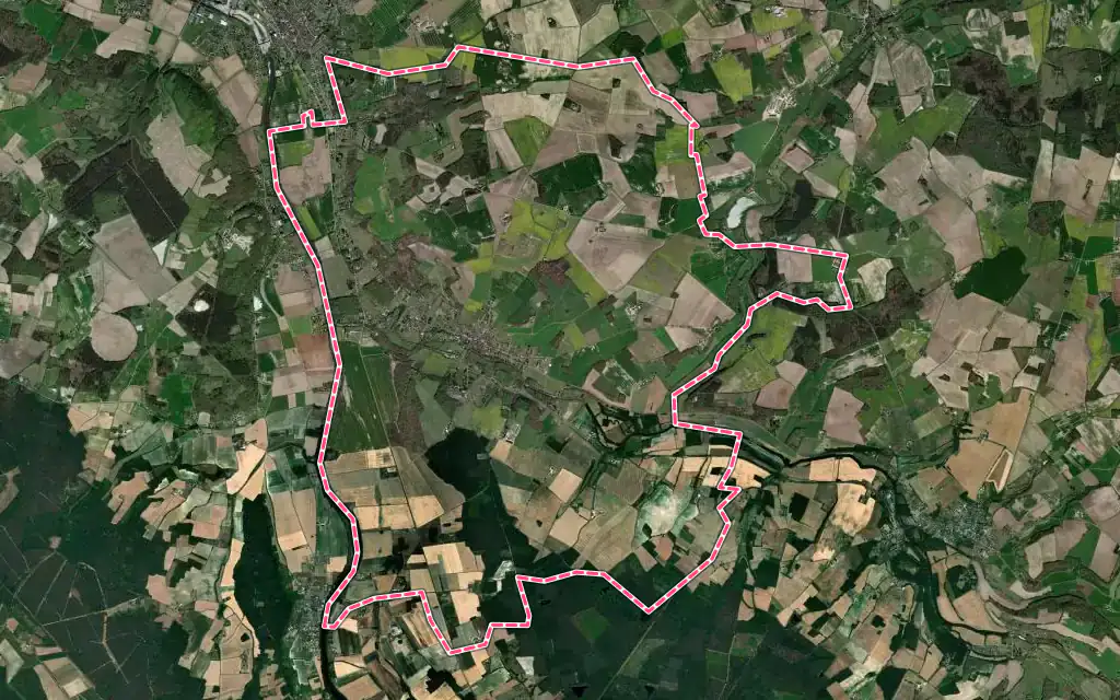Vue satellite de Abilly avec ses contours administratifs