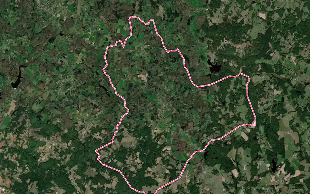 Vue satellite de Abjat-sur-Bandiat avec ses contours administratifs