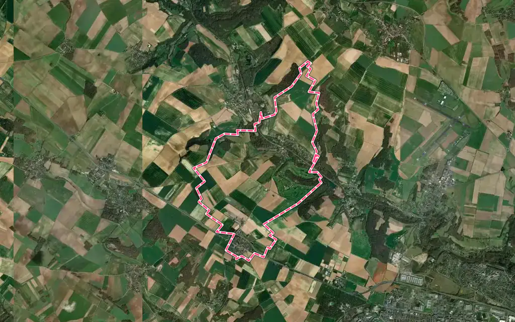 Vue satellite de Ableiges avec ses contours administratifs
