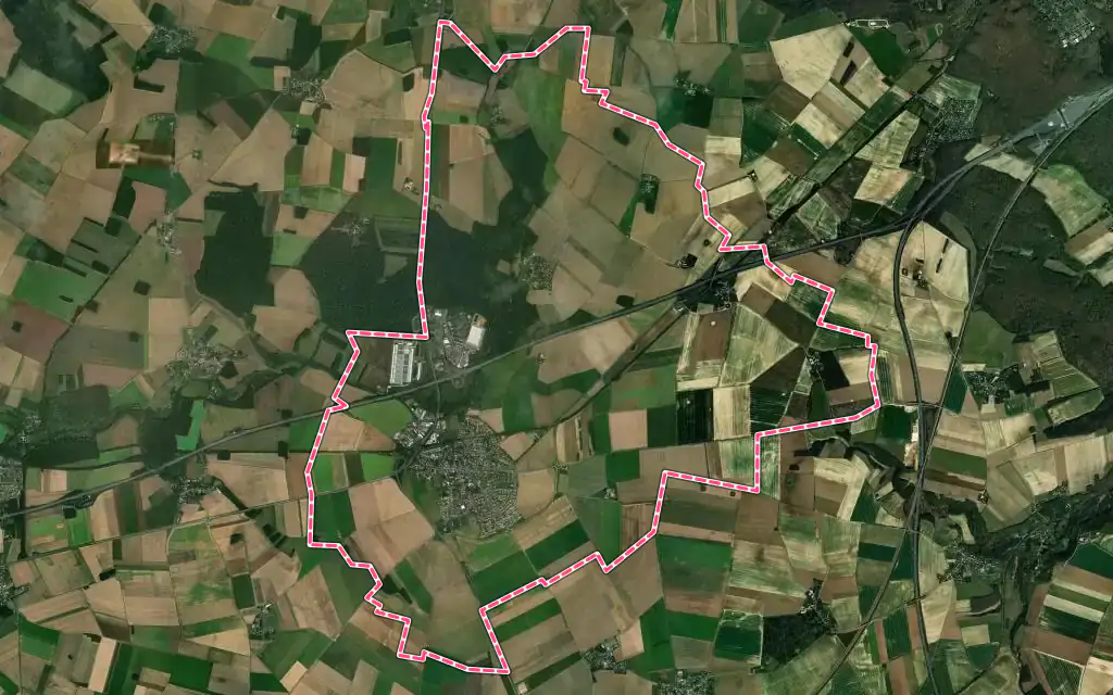 Vue satellite de Ablis avec ses contours administratifs