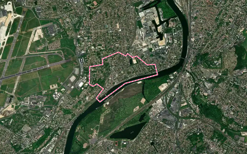 Vue satellite de Ablon-sur-Seine avec ses contours administratifs