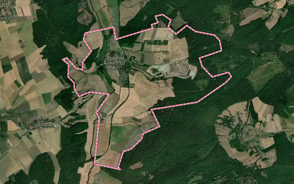 Vue satellite de Aboncourt avec ses contours administratifs