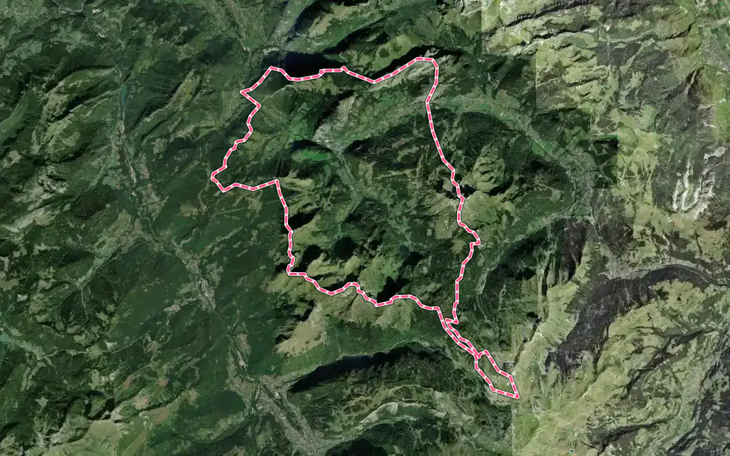 Vue satellite de Abondance avec ses contours administratifs