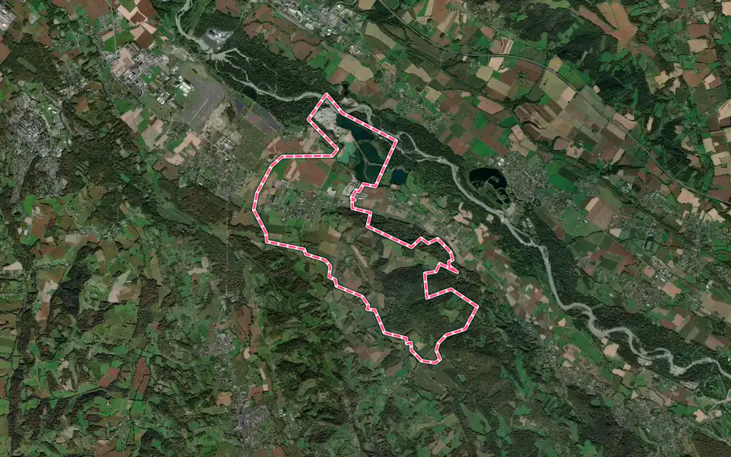 Vue satellite de Abos avec ses contours administratifs