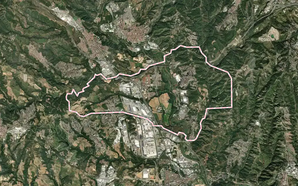 Vista satélite de Abrera con su contorno administrativo