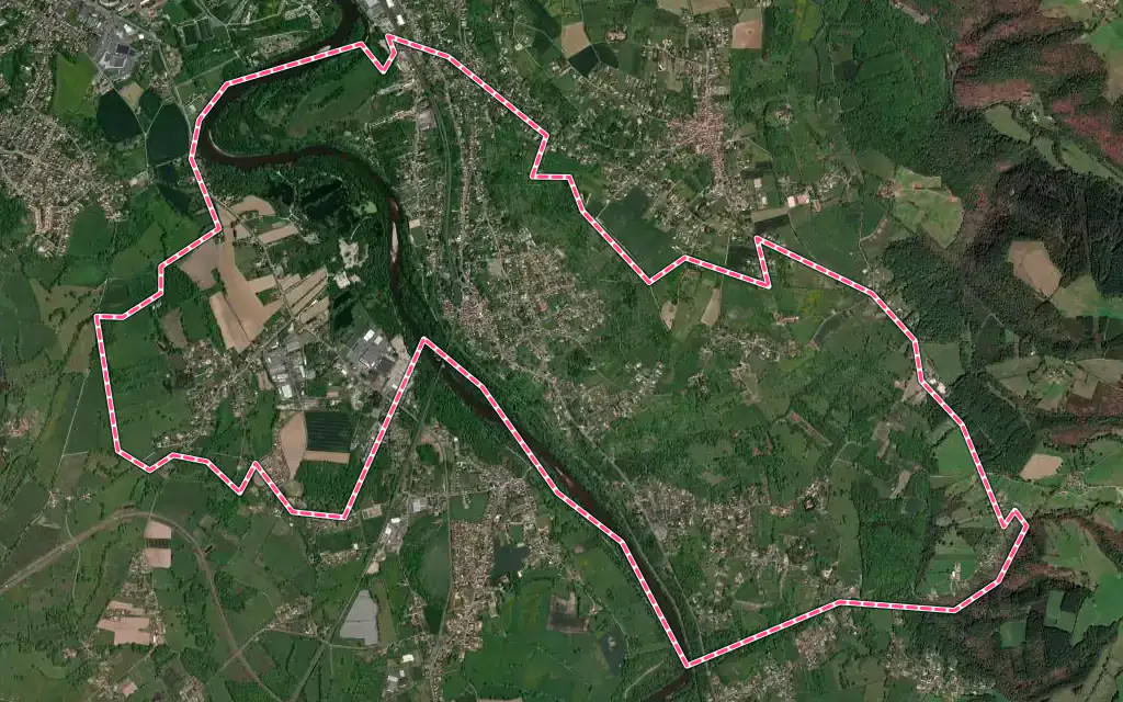 Vue satellite de Abrest avec ses contours administratifs