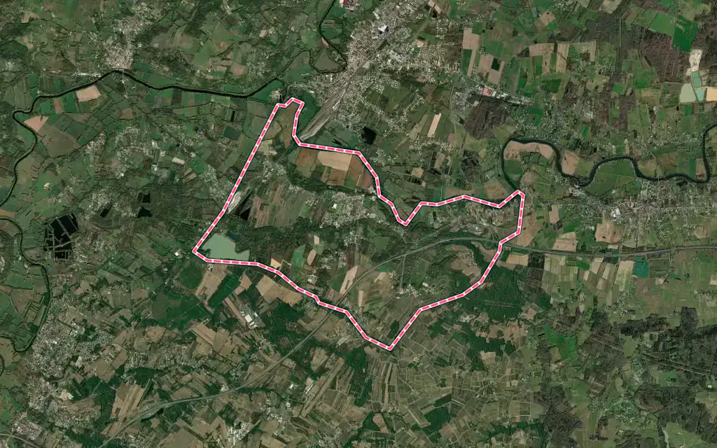 Vue satellite de Abzac avec ses contours administratifs
