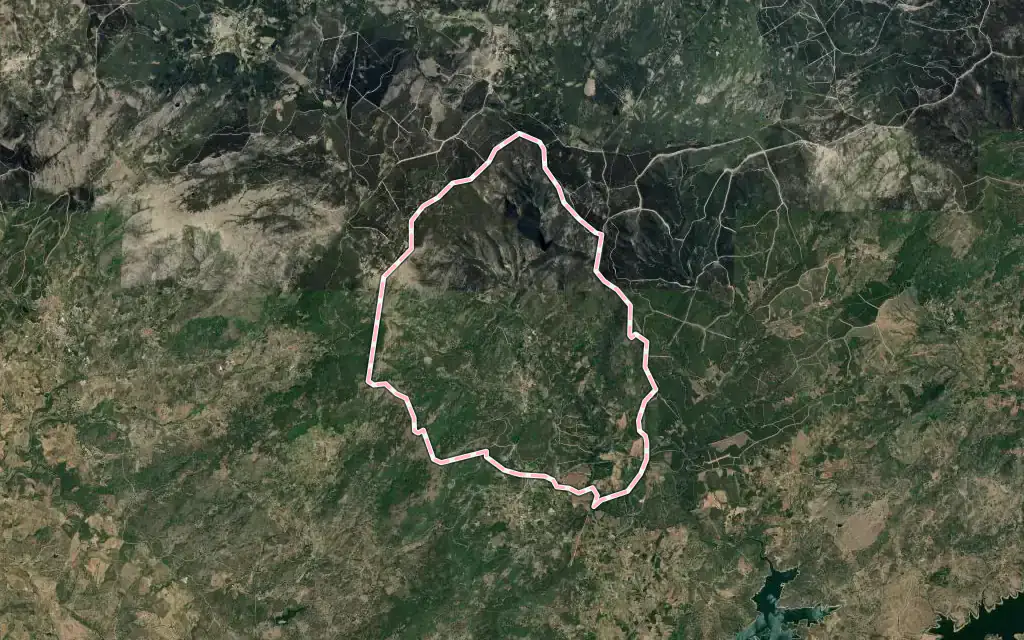 Vista satélite de Acebo con su contorno administrativo