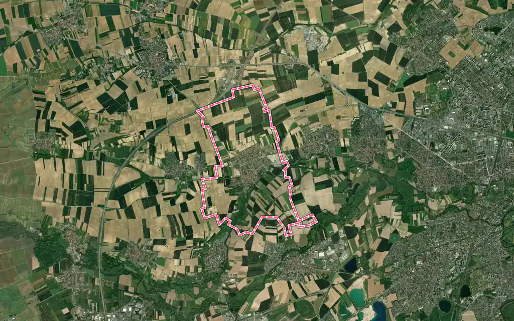 Vue satellite de Achenheim avec ses contours administratifs