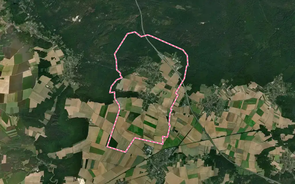 Vue satellite de Achères-la-Forêt avec ses contours administratifs