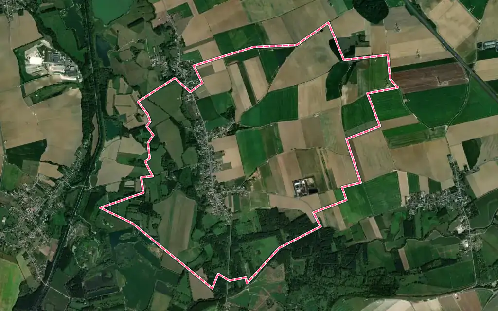 Vue satellite de Achery avec ses contours administratifs
