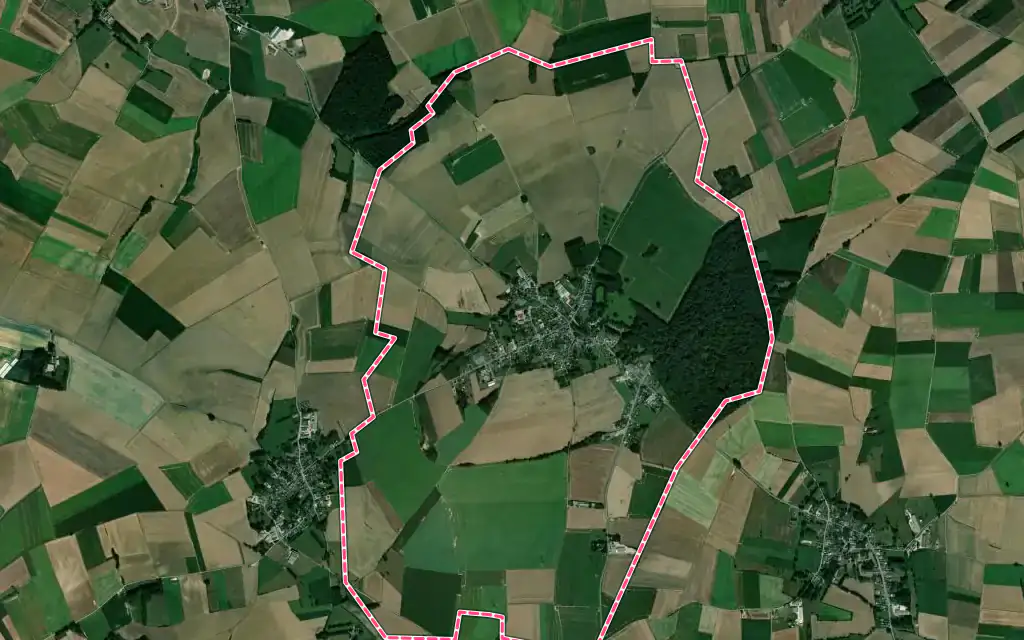 Vue satellite de Acheux-en-Amiénois avec ses contours administratifs