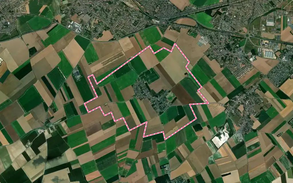 Vue satellite de Acheville avec ses contours administratifs