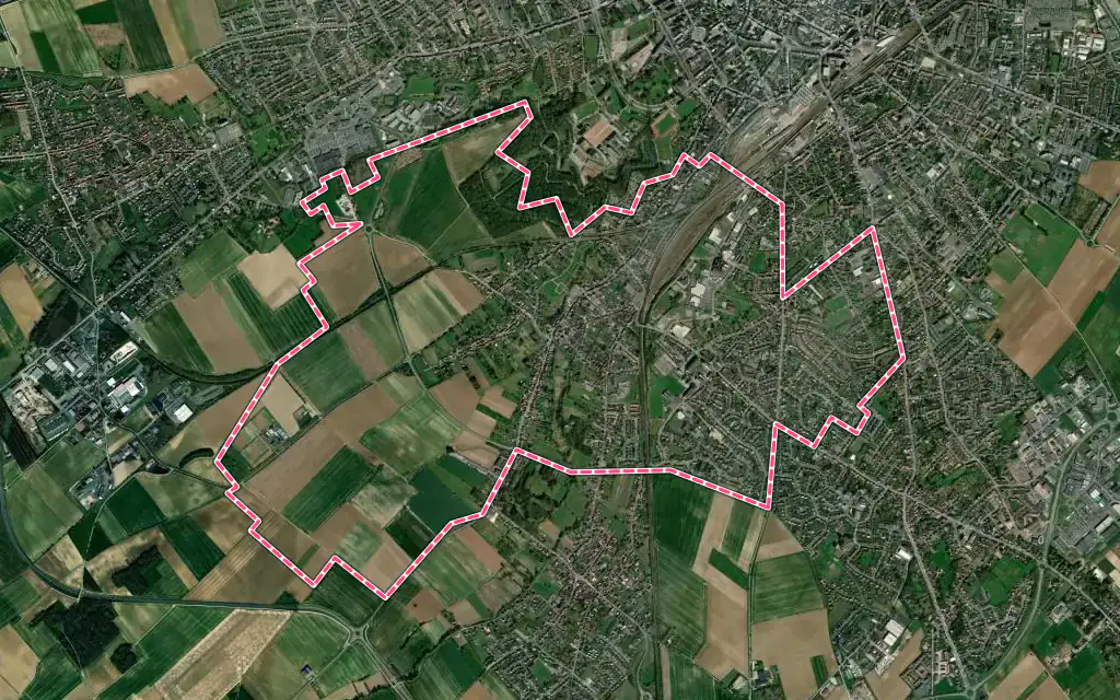 Vue satellite de Achicourt avec ses contours administratifs