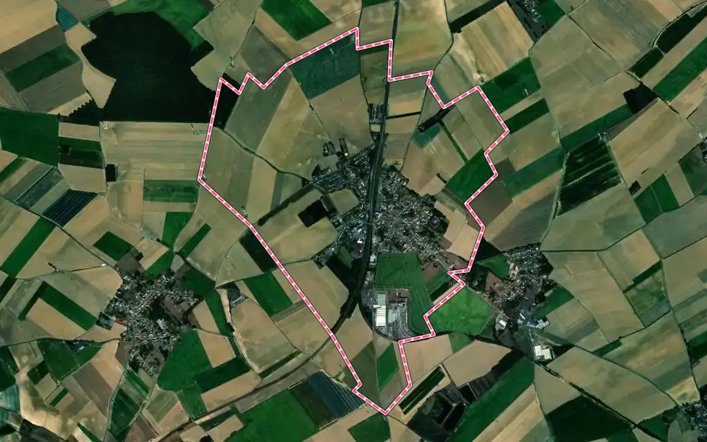 Vue satellite de Achiet-le-Grand avec ses contours administratifs