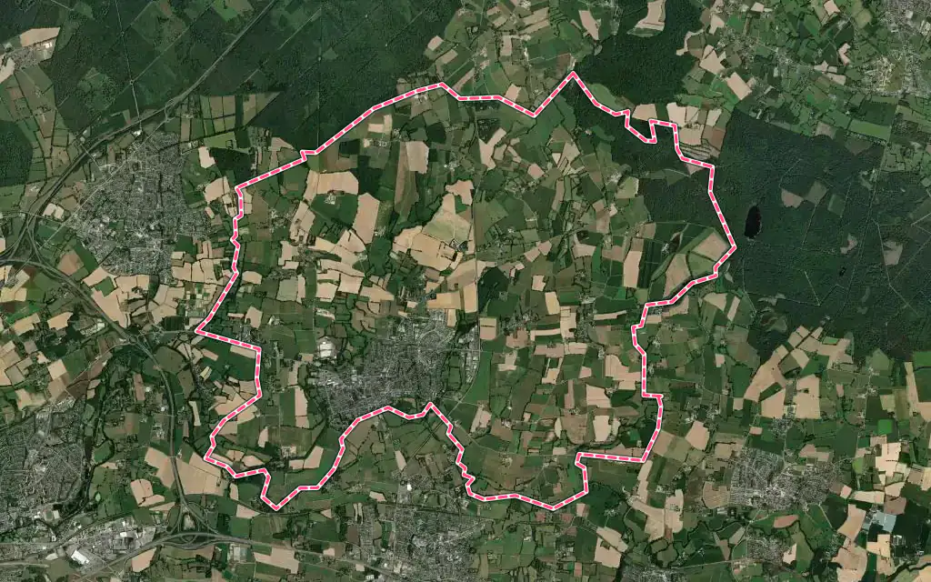 Vue satellite de Acigné avec ses contours administratifs