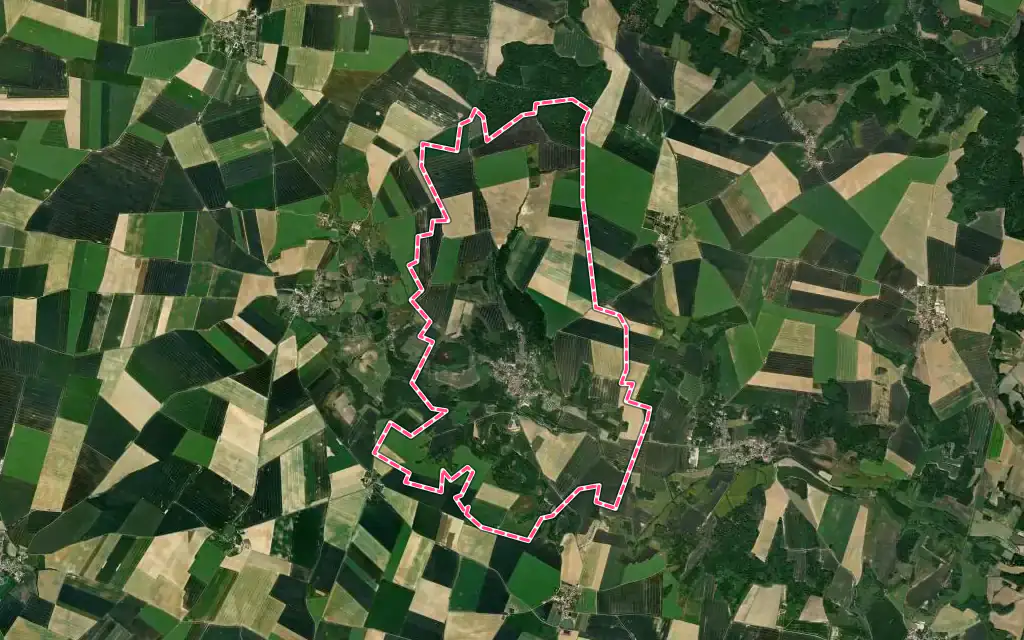 Vue satellite de Acy-en-Multien avec ses contours administratifs