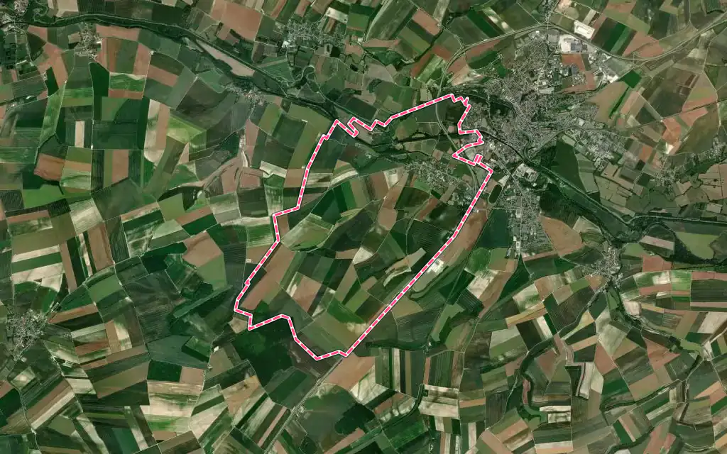 Vue satellite de Acy-Romance avec ses contours administratifs