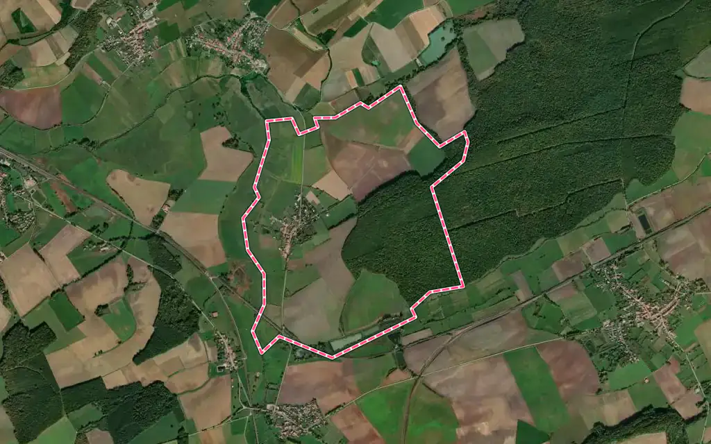 Vue satellite de Adaincourt avec ses contours administratifs