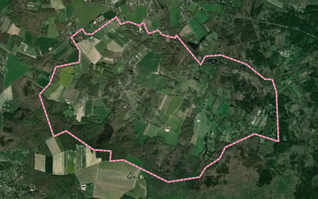 Vue satellite de Adainville avec ses contours administratifs