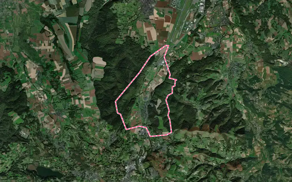 Vue satellite de Adé avec ses contours administratifs
