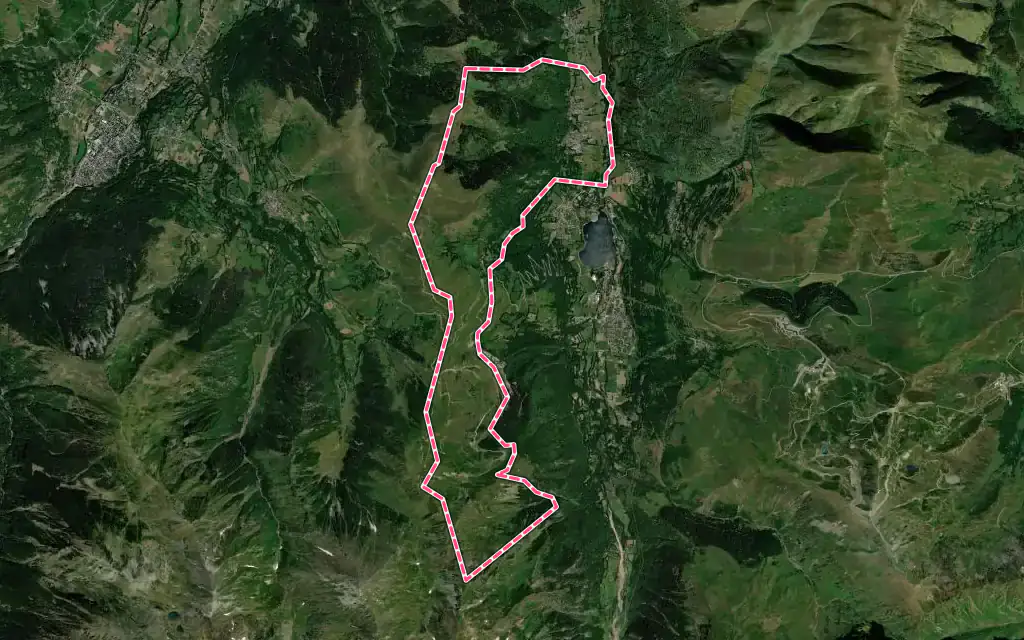 Vue satellite de Adervielle-Pouchergues avec ses contours administratifs