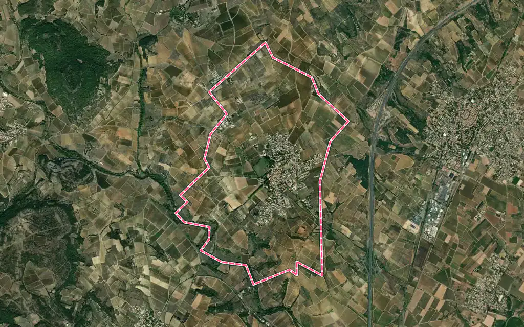 Vue satellite de Adissan avec ses contours administratifs