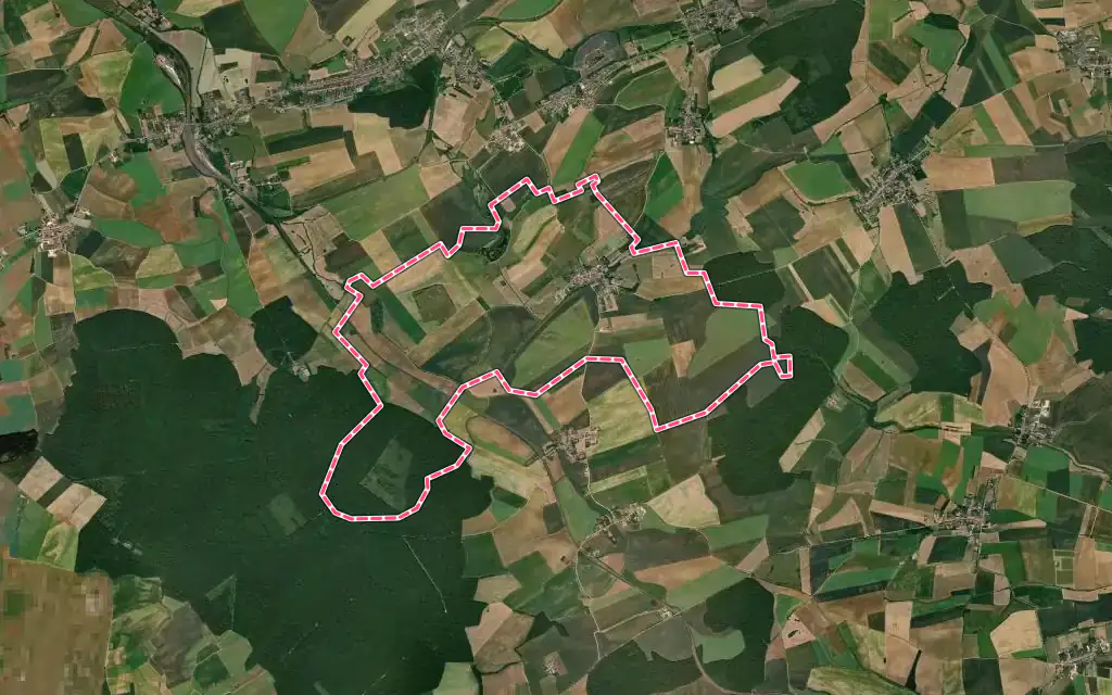 Vue satellite de Affléville avec ses contours administratifs