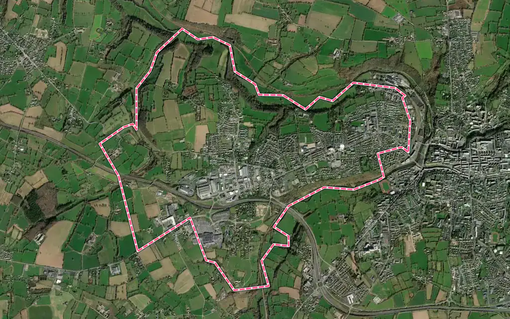 Vue satellite de Agneaux avec ses contours administratifs