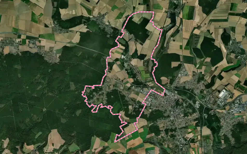 Vue satellite de Agnetz avec ses contours administratifs