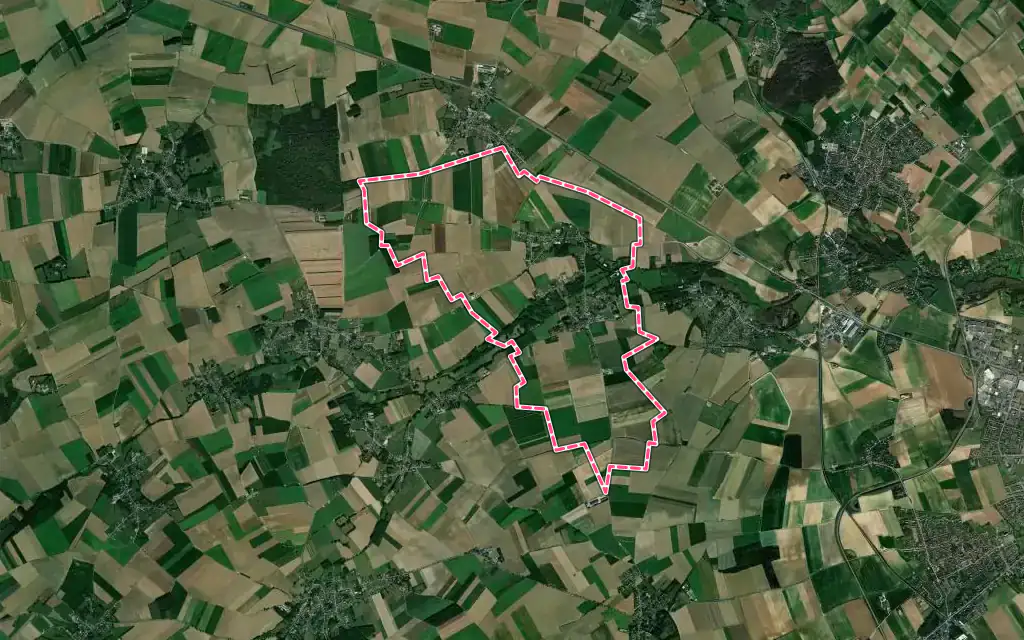 Vue satellite de Agnez-lès-Duisans avec ses contours administratifs