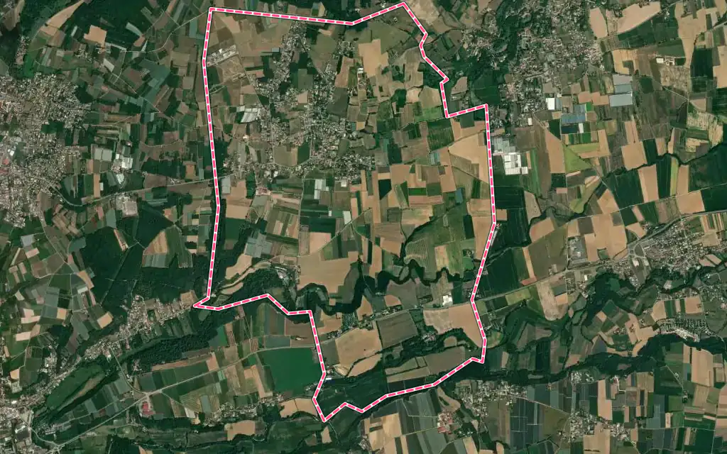 Vue satellite de Agnin avec ses contours administratifs