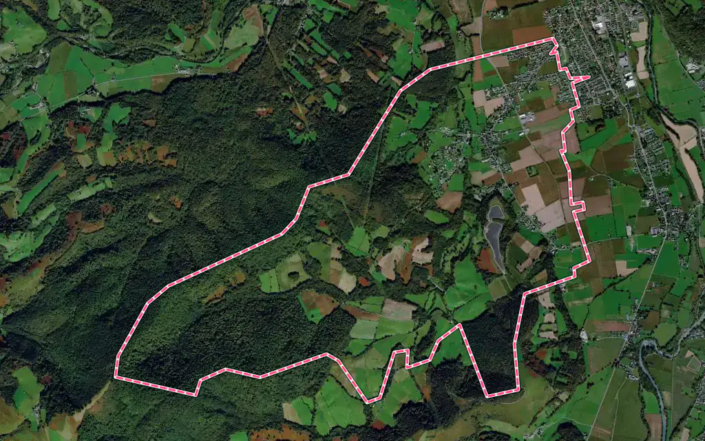 Vue satellite de Agnos avec ses contours administratifs