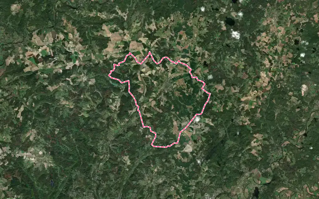 Vue satellite de Agonac avec ses contours administratifs