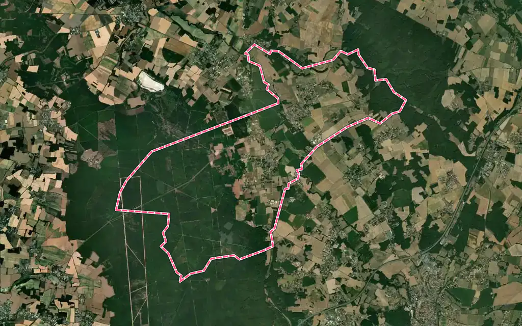 Vue satellite de Agris avec ses contours administratifs