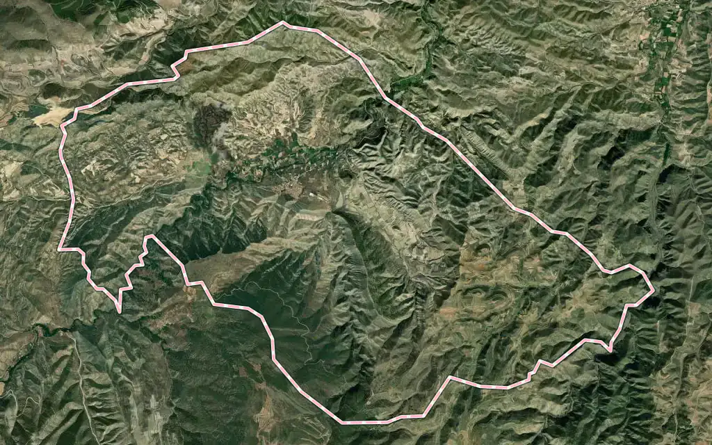 Vista satélite de Aguilar del Río Alhama con su contorno administrativo