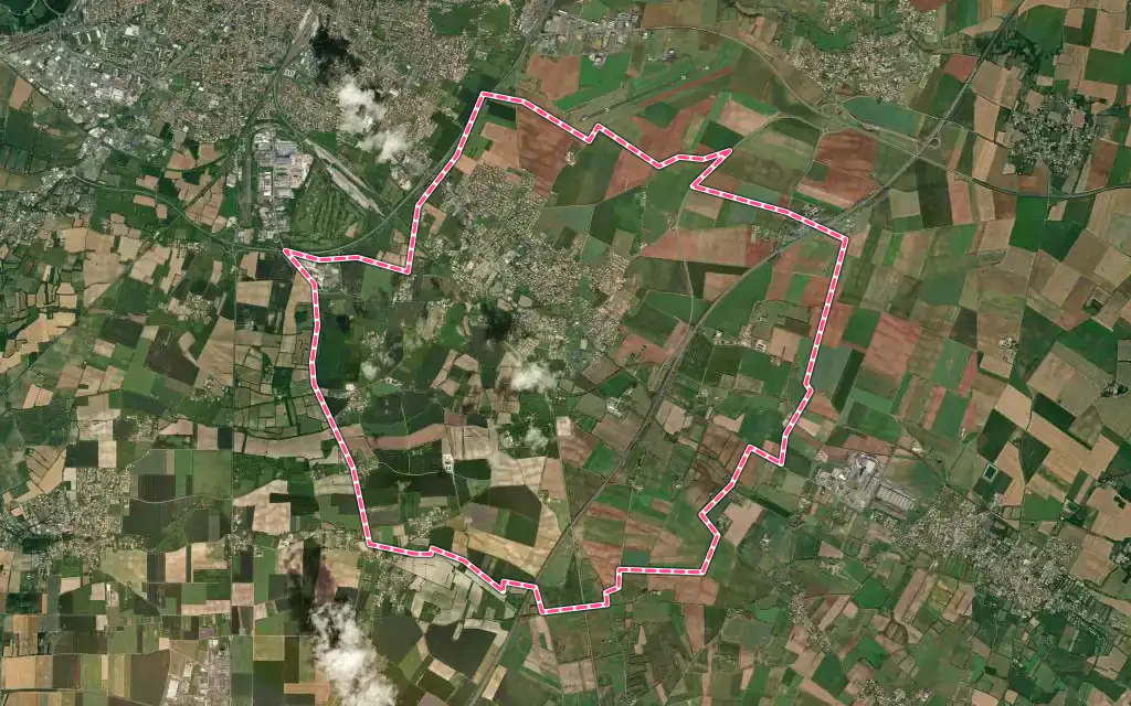 Vue satellite de Aiffres avec ses contours administratifs