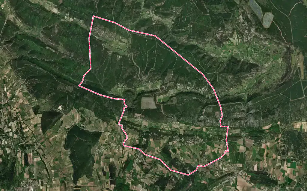 Vue satellite de Aigaliers avec ses contours administratifs