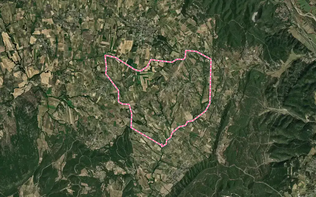 Vue satellite de Aigremont avec ses contours administratifs