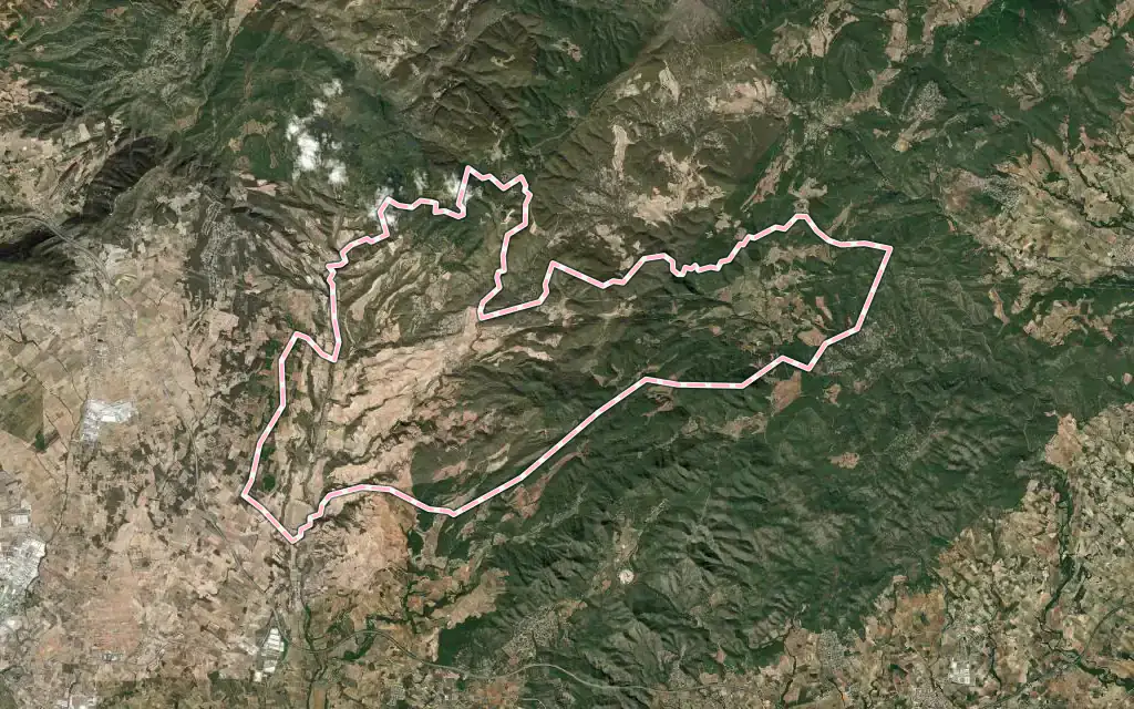 Vista satélite de Aiguamúrcia con su contorno administrativo