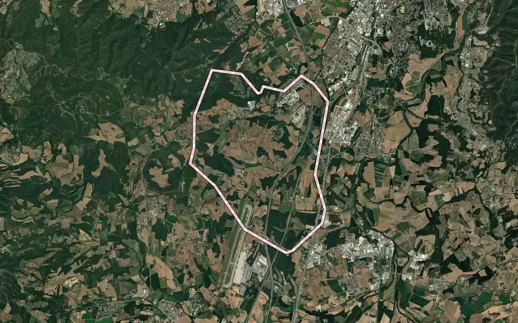 Vista satélite de Aiguaviva con su contorno administrativo
