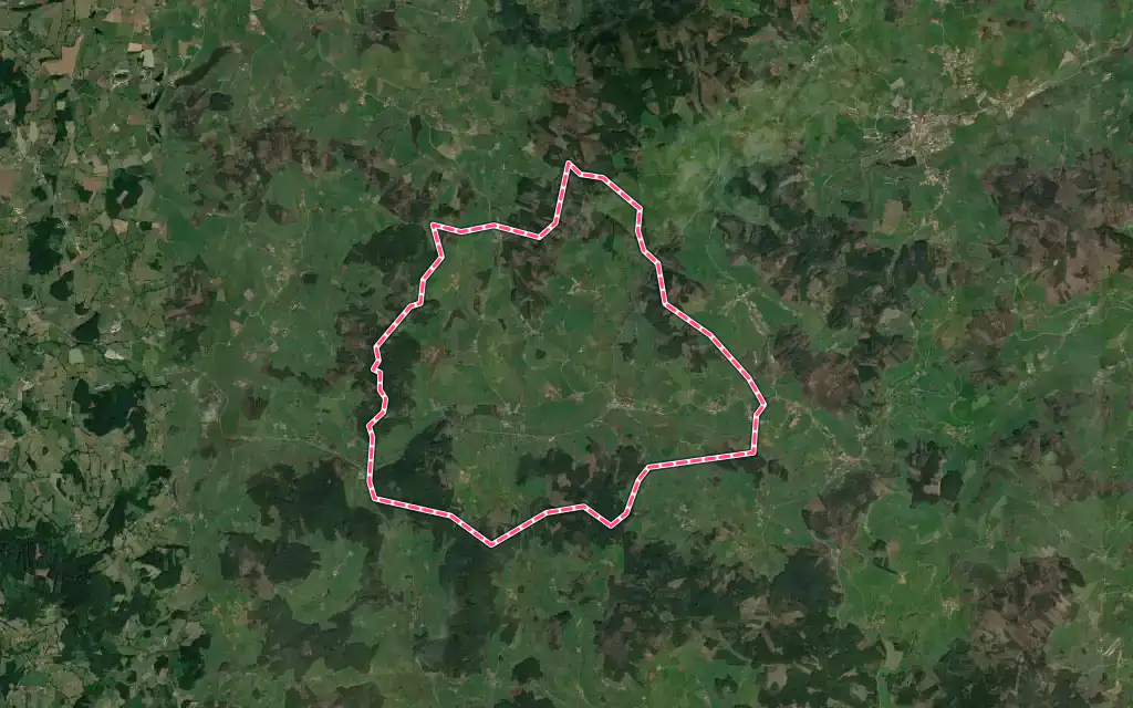 Vue satellite de Aigueperse avec ses contours administratifs