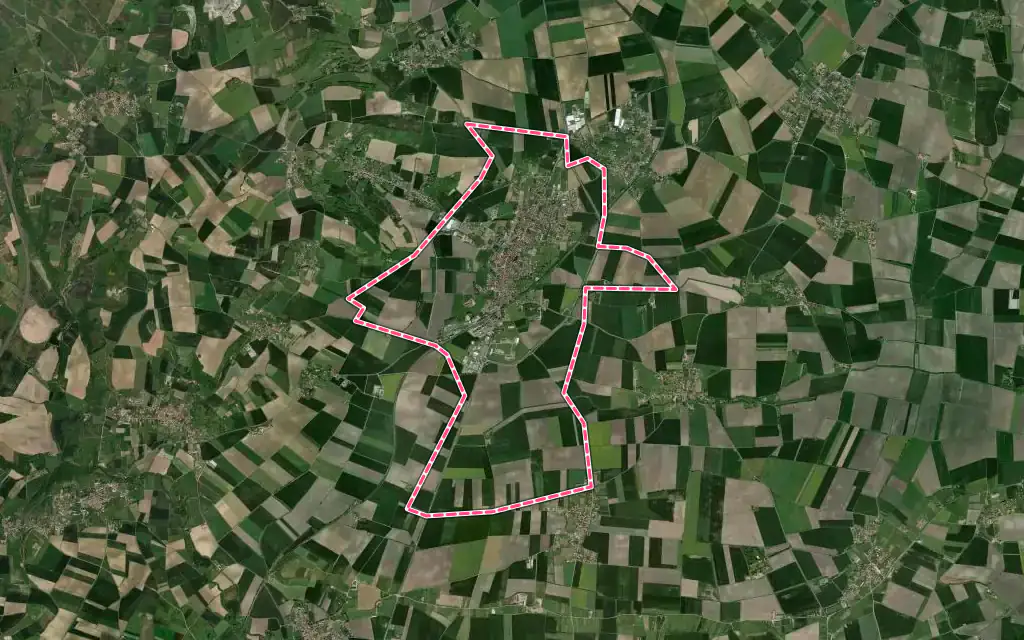 Vue satellite de Aigueperse avec ses contours administratifs