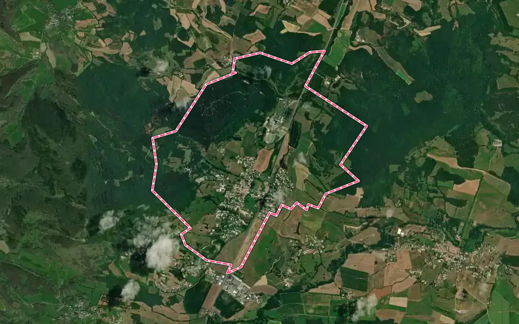 Vue satellite de Aigues-Vives avec ses contours administratifs