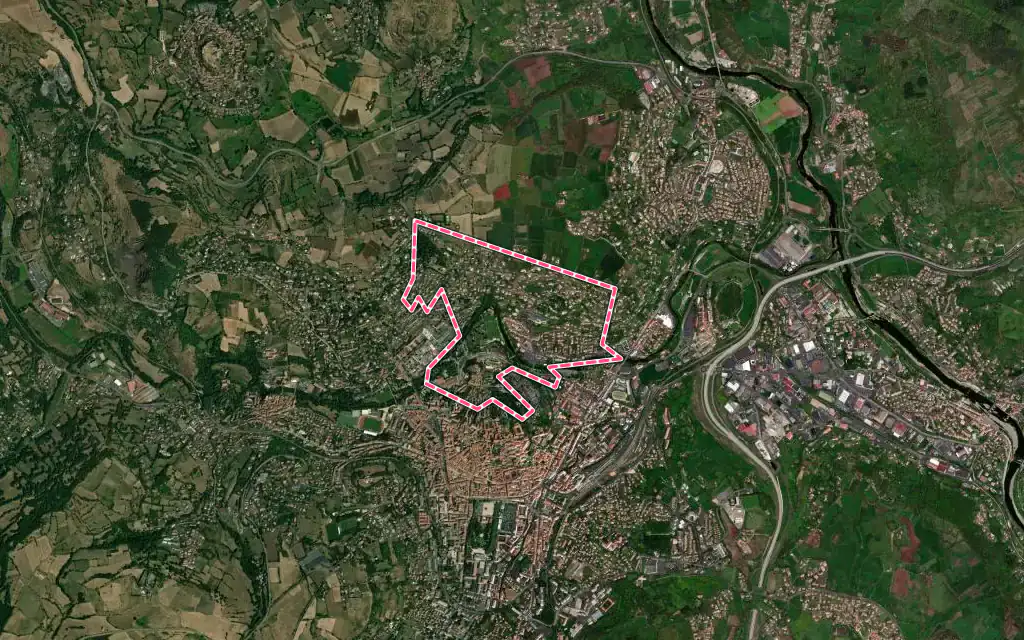 Vue satellite de Aiguilhe avec ses contours administratifs